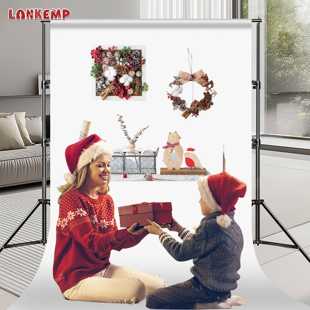 Photography Backdrop Kit 6.6x6.6 Ft 2x2M with 4 Clips for Weddings Parties Photo Booth Events Decoration Projection Screen Background LANKEMP