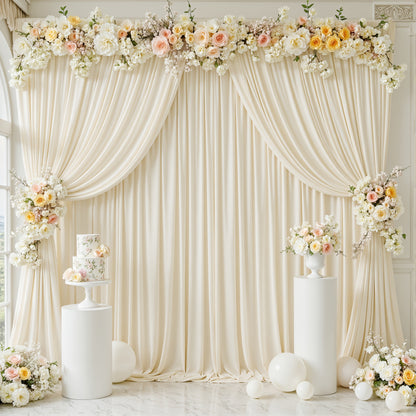 Photography Backdrop 4-Pack 5x10ft Polyester Spandex Background Cloth | Wrinkle-Resistant, Soft & Smooth with Pole Pockets | Wedding, Birthday, Banquet, Party & Event Decoration Curtains