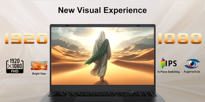 15.6 Inch Ultra-Thin Laptop, Intel Pentium 6500Y, 8GB RAM 256GB SSD, 4K Dual-Screen Support, Quad Stereo Speakers, Type-C PD Fast Charging – Lightweight Office & Entertainment Notebook PC