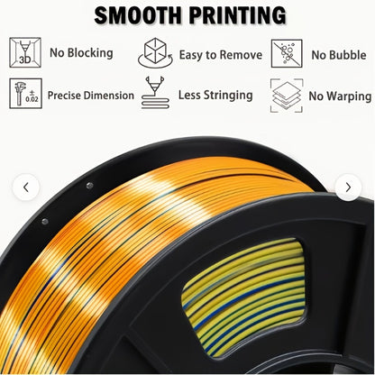 Gradient Tri-Color PLA Filament 1.75mm 250g 0.55lb – Three-Tone Color Transition Smooth Durable Printing for DIY Artistic Cosplay & Professional Projects Wide FDM Compatibility