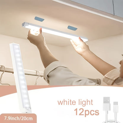 LED Motion Sensor Cabinet Lights USB Rechargeable 3 Modes – Wireless Night Light 6 9 12 Pack 3 Sizes for Bedroom Staircase Kitchen Office Piano Room Dance Studio Bedside Reading