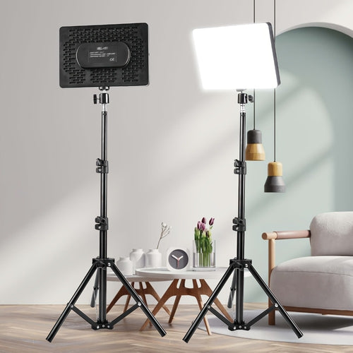 ZOMEI 10in LED Square Light Kit with 43.3in Tripod Stand & Phone Holder - Dimmable 3000K-6000K Studio Photography Lighting for Video Recording, YouTube, TikTok & Game Streaming