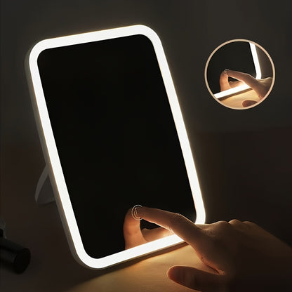 LED Makeup Mirror with 3 Color Modes & Touch Control – Adjustable Brightness Lighted Vanity Mirror | Portable Folding USB Rechargeable | White Daylight Warm Light | Travel Cosmetic Mirror | Beauty Gift