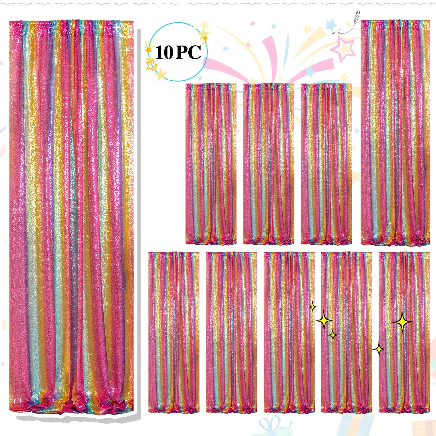 Sequin Backdrop Curtains 2FTx8FT Glitter Photography Background Panels for Party Wedding Birthday Stage Decoration Gold Yellow Shimmer Curtain Set 4 6 10 Panels Available