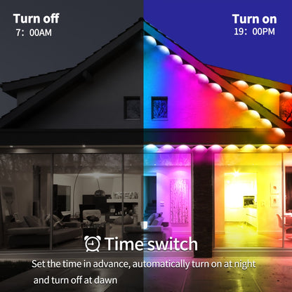 Permanent Eave Lights RGB Outdoor 200FT - Music Sync, Scene Modes, App Controlled Under Eave LED Lighting for House Exterior, Roofline, Garden, Holiday & Party Decor (60FT / 100FT / 150FT / 200FT)