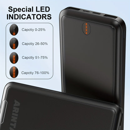 USB-C 5V Heated Vest Battery Pack 10000mAh 5V 2A Portable Power Bank for Heated Jacket Heated Gloves Smartphone Tablet Smartwatch Outdoor Winter Camping Hiking Skiing Travel