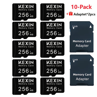 256MB Micro SD Card 10 Pack with SD Adapter, KEXIN High Speed TF Memory Cards Bulk Set for Car Audio, Dash Cam, Camera, Smartphone, Tablet, Game Console, PC – Compact Flash Storage Multi-Device