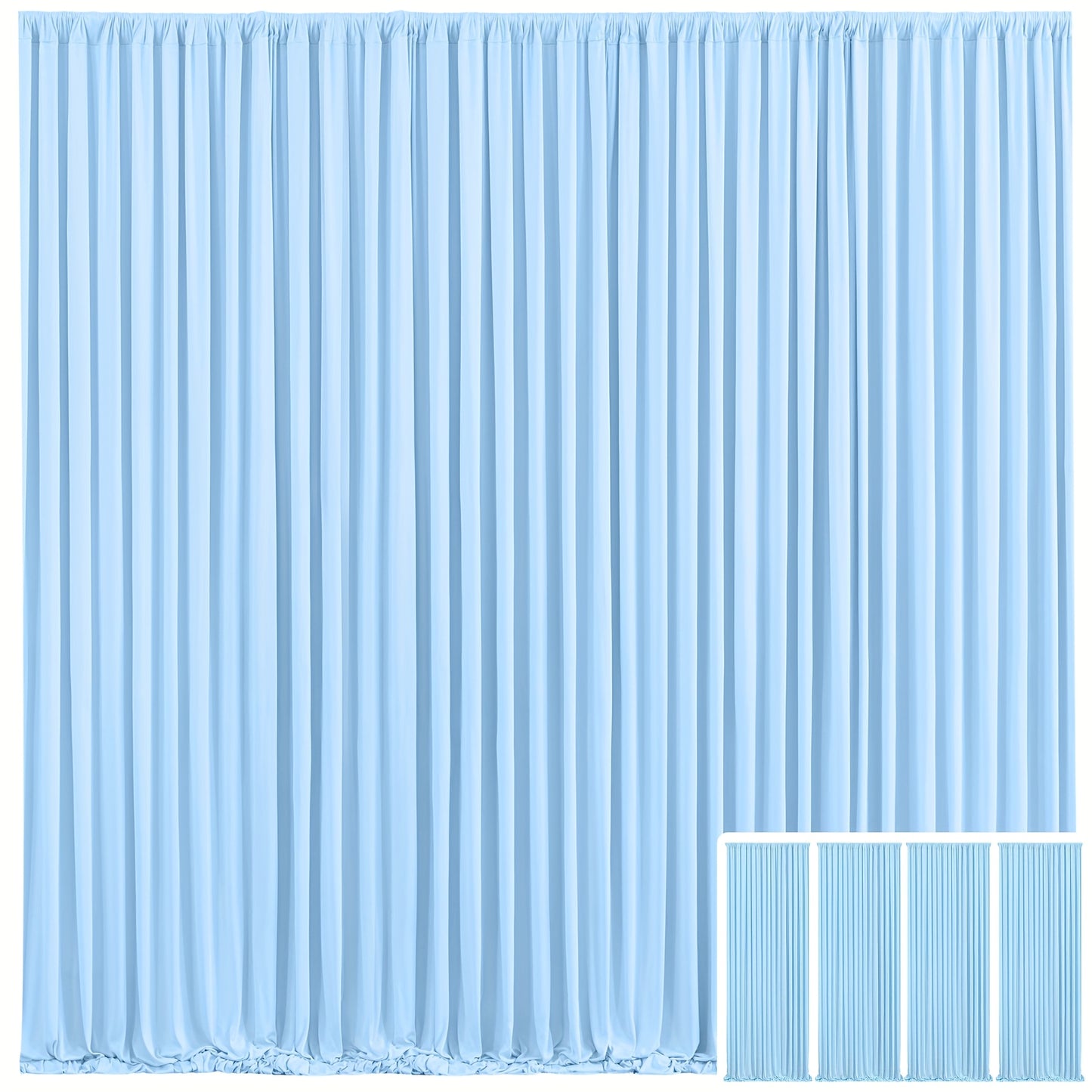 Backdrop Curtains 4 Pack 59x118 Inch – Wrinkle-Resistant Non-Transparent Party Decoration Fabric with Pole Pocket, Machine Washable & Reusable for Wedding, Birthday, Christening, Graduation & Holiday Events