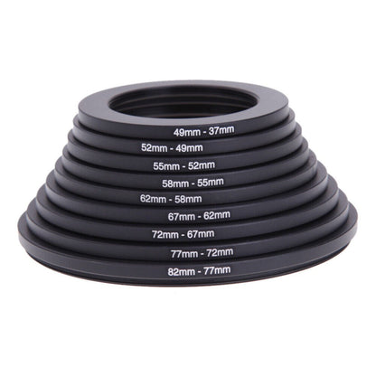 Step-Up Step-Down Lens Filter Adapter Rings 18pcs Set for DSLR Camera 37-82mm Aluminum Alloy Filter Ring Kit Compatible with Canon Nikon Sony Lenses