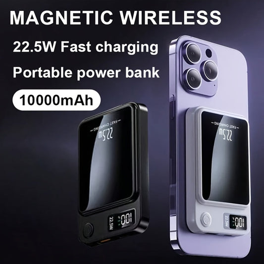 Magnetic Power Bank 10000mAh MagSafe Compatible Wireless Portable Charger PD20W 22.5W Fast Charging LED Digital Display USB-C iPhone 15 14 13 12 Android 4 Colors