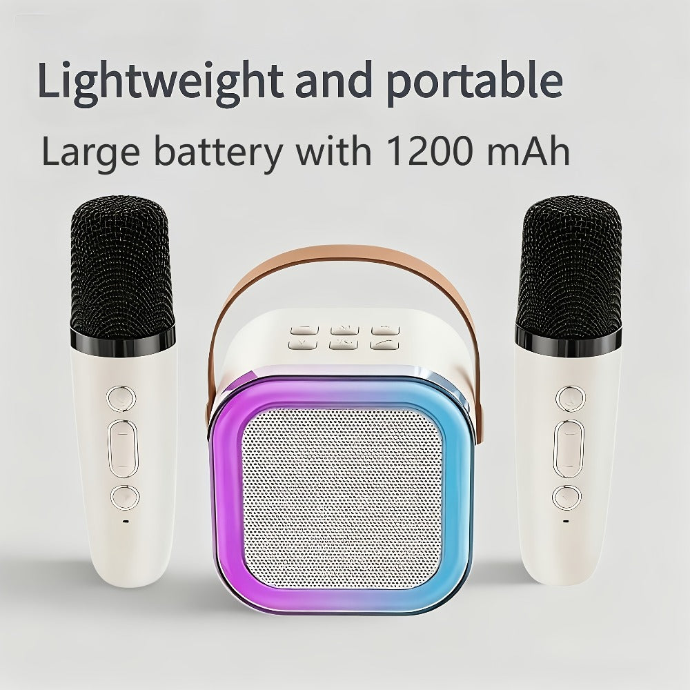 Karaoke Speaker Set with 2 Wireless Microphones & 1200mAh Battery – 3-Piece Portable KTV Party Bundle, Perfect Gift for Family Gatherings, Birthdays & Friends