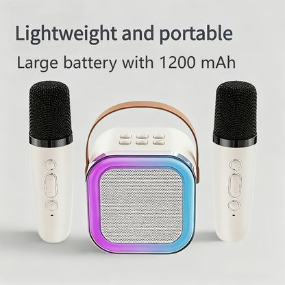 Karaoke Speaker Set with 2 Wireless Microphones & 1200mAh Battery – 3-Piece Portable KTV Party Bundle, Perfect Gift for Family Gatherings, Birthdays & Friends
