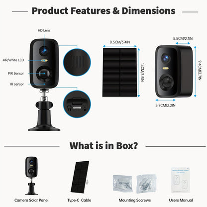 Solar WiFi Security Camera Indoor Outdoor – Dual Band 5G & 2.4GHz, Wire-Free Home Surveillance, Pet & Baby Monitor, Smartphone App Control, Rechargeable Solar Powered by Wesecuu