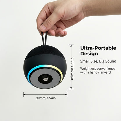 Spherical Bluetooth Speaker with RGB LED Light – Wireless Subwoofer, TWS Stereo Pairing, Portable Base, 360° Surround Sound, Globe Shape Wireless Speaker for Home, Desktop & Holiday Gifts