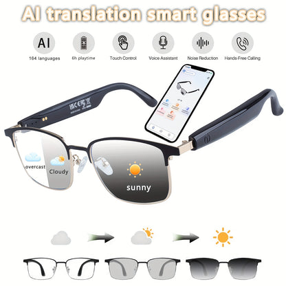 ChatGPT AI Translation Glasses with 160-Language Real-Time Translation, Photochromic Lenses, HiFi Audio & HD Calls – 19 Frame Styles, Unisex Smart Eyewear for Travel & Business