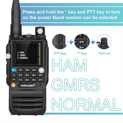 TIDRADIO TD-H3 Ham Radio GMRS Handheld Two Way Radio with USB-C Programming Charging, Long Range 2500mAh Battery, Air Band Antenna, Key Frequency Match for Outdoor Camping Emergency