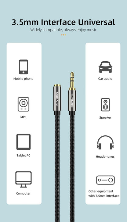 3.5mm TRRS Headphone Extension Cable with Mic Male to Female Stereo Audio Cable for Smartphone PC TV Headphone PS4 Car Audio Speaker Gaming