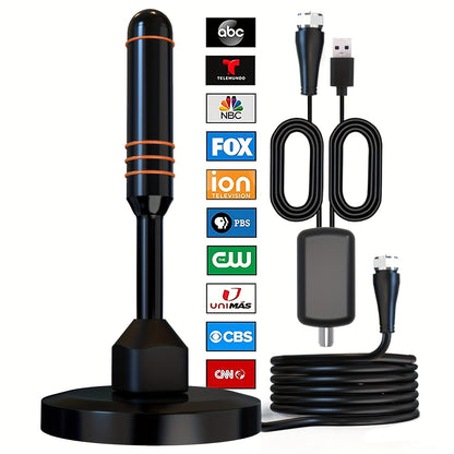 Portable TV Antenna 8K 4K Amplified with Signal Booster & Built-In Filter – 1080P HD, Indoor Outdoor, Free Local Channels, Works with All TVs, No Monthly Fee, RV Travel Home