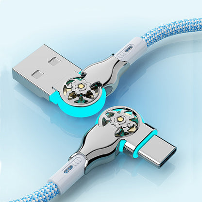 90 Degree USB-C Cable 65W Fast Charging with LED Light 6.56ft – Left Right Angle Double Elbow Type-C Data Cable for Samsung Galaxy S24 S23 Xiaomi Huawei Android Gaming Car Desk Setup
