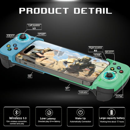 Bluetooth Wireless Gamepad Controller for iPhone Android PC Tablet Steam Deck – Rechargeable, Ergonomic Design, Multiple Colors, Compatible with PUBG COD Mobile Genshin Impact