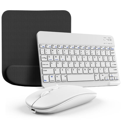 Wireless Keyboard and Mouse Combo with Mouse Pad – Silent 2.4G USB Ergonomic Full Size Keyboard Mouse Set for PC Laptop Mac Desktop | Blue White Pink Black | Home Office Work Setup