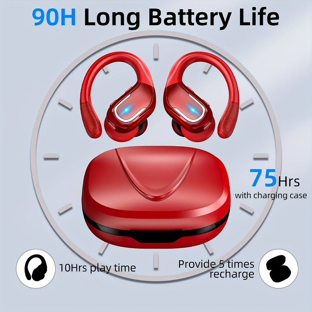 LIFEBEE Dual LED Display Earhook Wireless Earbuds for Running Sports, Pure Bass Sound Noise Cancelling Built-in Mic Over-Ear Headphones, Secure Fit Sport Earphones for Gym Workout Cycling Outdoor