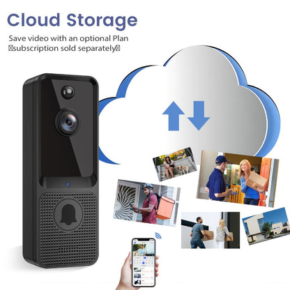 166° Wide Angle Video Doorbell 720P 2.4G 5G Dual-Band WiFi – Color Night Vision, AI Vehicle & Person Detection, Two-Way Voice, No Wiring, Real-Time App View, Single or 2-Pack, Black