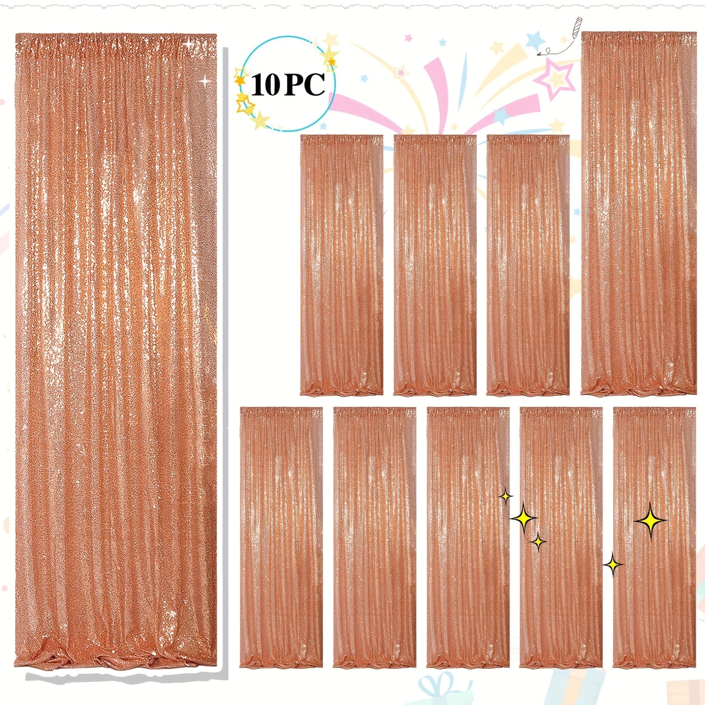 Sequin Backdrop Curtains 2FTx8FT Glitter Photography Background Panels for Party Wedding Birthday Stage Decoration Gold Yellow Shimmer Curtain Set 4 6 10 Panels Available