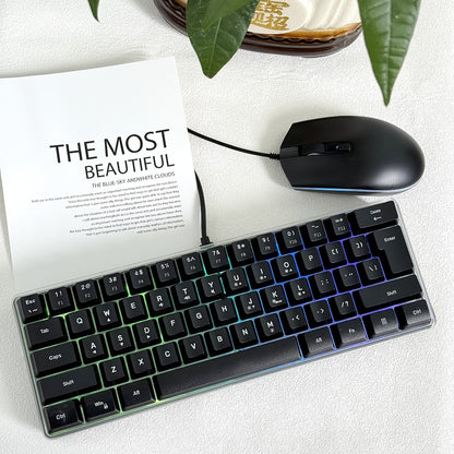 RGB Gaming Keyboard 68 Key Wired Mechanical Feel with RGB Backlight Film Switch Keycap Detachable Cable Compact TKL Layout for Gaming Office PC – 61/68 Key Multi-Color Options (K701)
