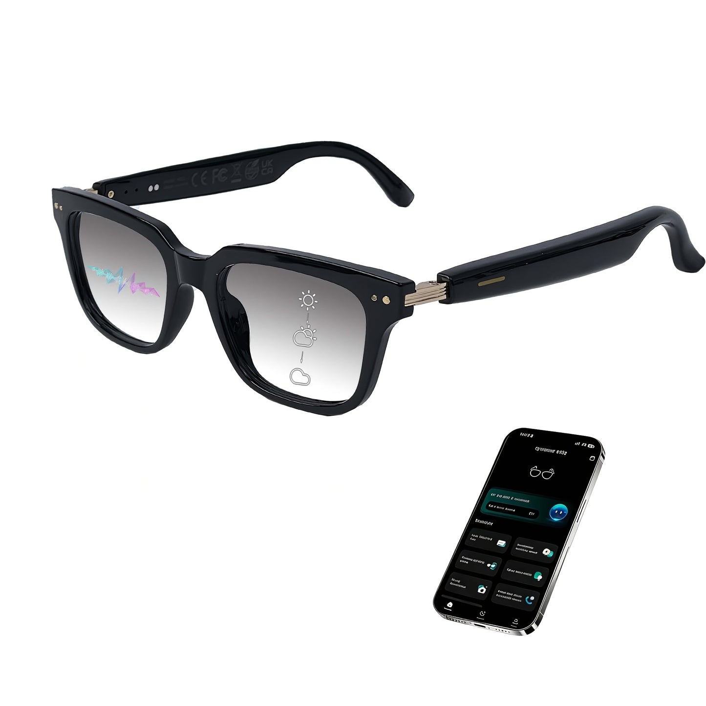 AI Smart Glasses with GPT Voice Assistant & Real-Time Translation 160+ Languages – Photochromic Lenses, Anti-Blue Light, Built-in Speaker & Mic, Unisex Wearable Tech Eyewear