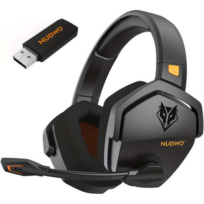 2.4GHz Wireless Gaming Earphones NUBWO G06, 7.1 Surround Sound, 23ms Ultra-Low Latency, 100H Battery, Dual Directional Mic, PC PS5 Console Mobile Compatible, Bluetooth & Wired Modes, Black