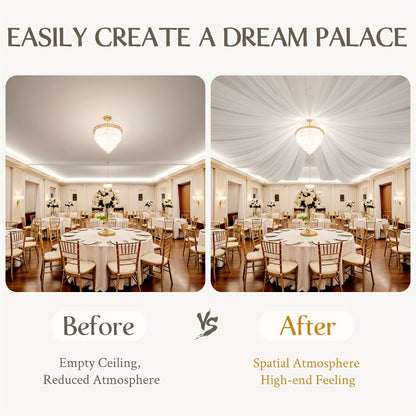 6-Pack Chiffon Ceiling Drapes for Wedding 63x118in - Sheer Polyester Backdrop Curtains with Rod Pockets for Wedding Arch, Party Stage, Photography, Ceremony & Event Decoration Swag