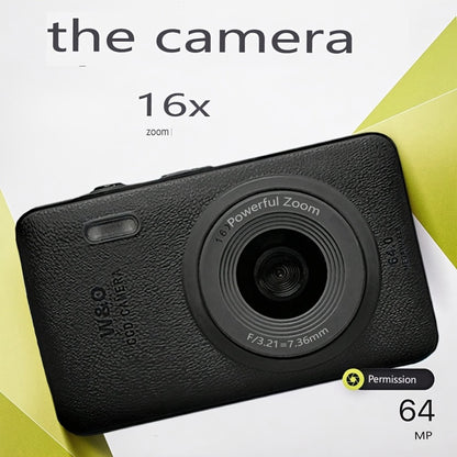 1080P HD Digital Camera 64MP 16x Zoom Vlogging Camera with 2.4-inch LCD Screen 32GB Memory Card Rechargeable Webcam for Photography Video Recording Beginners Kids Gift