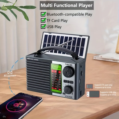 Portable Retro Radio Speaker with MP3 Player Rechargeable Battery Emergency Weather Radio for Outdoor Camping RV Smartphone Compatible Power Outage Survival