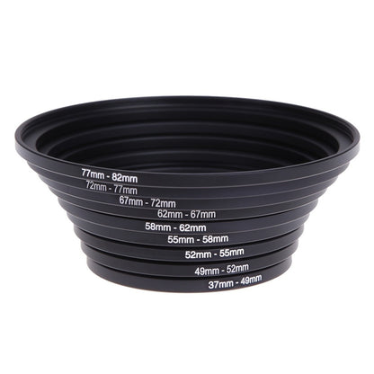 Step-Up Step-Down Lens Filter Adapter Rings 18pcs Set for DSLR Camera 37-82mm Aluminum Alloy Filter Ring Kit Compatible with Canon Nikon Sony Lenses