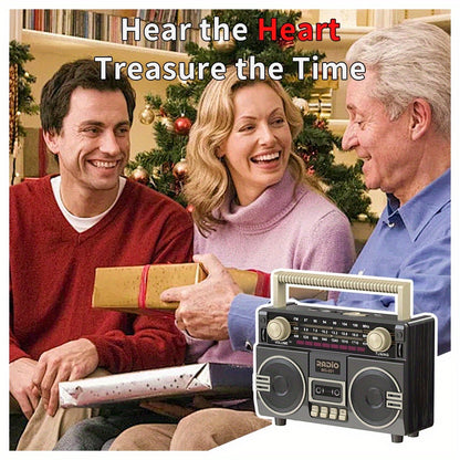 Solar Powered Portable FM/AM/SW Radio with 1200mAh Battery, Bluetooth & TF/USB/AUX Playback, Emergency Weather Radio with LED Flashlight, Ergonomic Handle, Ideal for Camping, Hiking & Emergencies