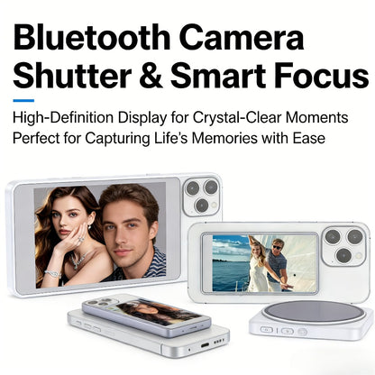 Wireless Selfie Monitor Screen for iPhone Android – 2500mAh Battery, Remote Control, 3-Level Brightness & Wide Screen Mode, Use Phone Rear Camera for Selfie Vlog No-Delay Live Streaming TikTok YouTube