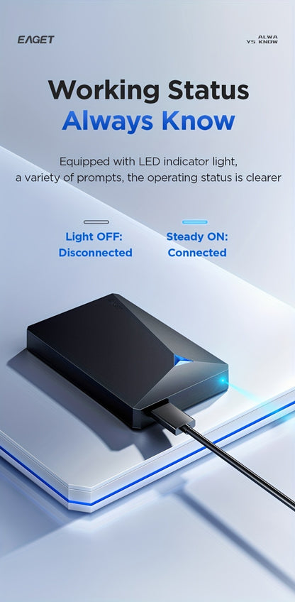 Portable External Hard Drive USB 3.0 High-Speed Mechanical HDD Mobile Backup Storage Plug & Play for PC Desktop MacBook PS4 Xbox Smart TV – EAGET Compact Travel Hard Disk