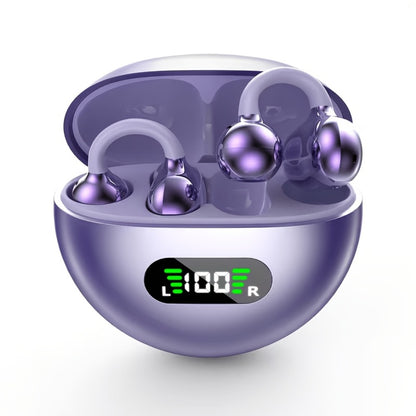 Open-Ear Clip Earphones Bluetooth 5.4 Wireless Earbuds for Glasses Wearers Small Ears Low Latency HD Calls All-Day Comfort Clip-On Open Ear Headphones Purple Black White