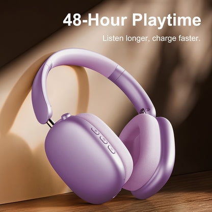 Rotatable Over-Ear Wireless Headphones Bluetooth 5.4 800mAh Large Battery Noise Reduction High Sound Quality Closed-Back Cushioned Headset for Sports Gaming Walking iOS Android Computer