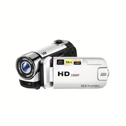 Portable 1080P Digital Camcorder with Rotating Screen & 32G Memory Card | Rechargeable Battery, Selfie Support, Compact Travel Video Camera for Vlogging, Family Gatherings & Everyday Recording