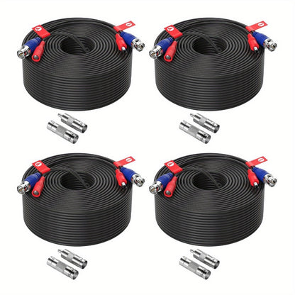 CCTV BNC Cable 4-Pack 100ft 30M, ZOSI Video Power 2-in-1 Security Camera Cable with BNC Connector and DC Plug, 100% Pure Copper, Plug and Play for DVR Security Surveillance System, Black