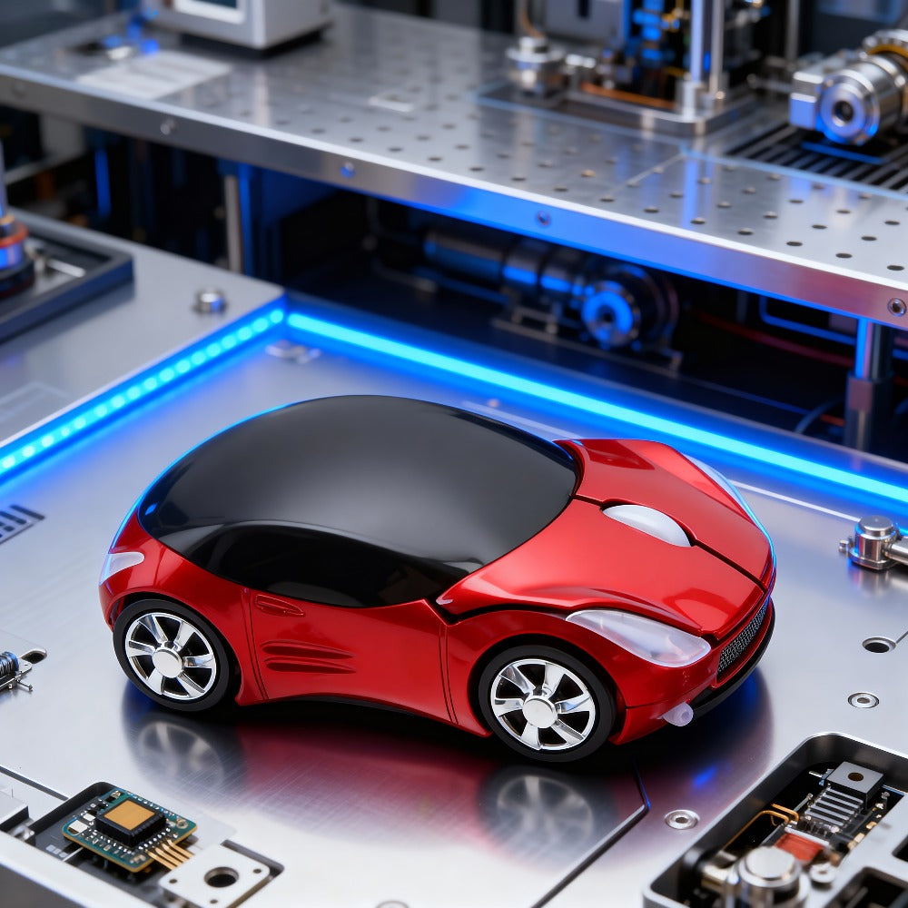 Novelty Car Shaped Computer Mouse Wired USB Optical – Creative Desk Accessory for PC, Laptop, Desktop & Notebook | Unique Gift for Car Lovers, Gamers & Office Workers | Black & Red