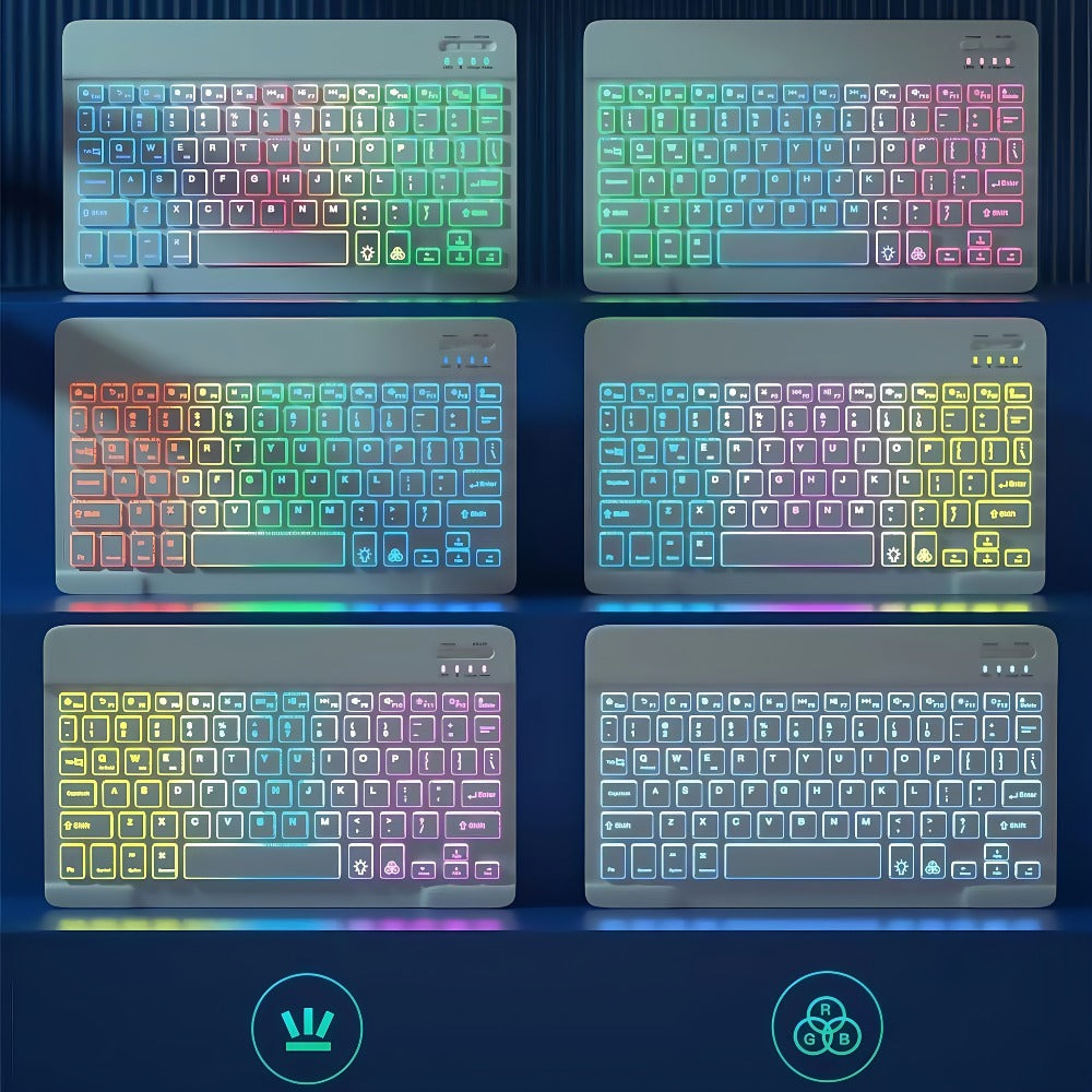 RGB Backlit Keyboard and Mouse Combo 7 Color LED – Ultra-Thin Scissor Keys Quiet Wired Set for PC Desktop Laptop | Black White | Home Office Gaming Desk Setup Keyboard Mouse