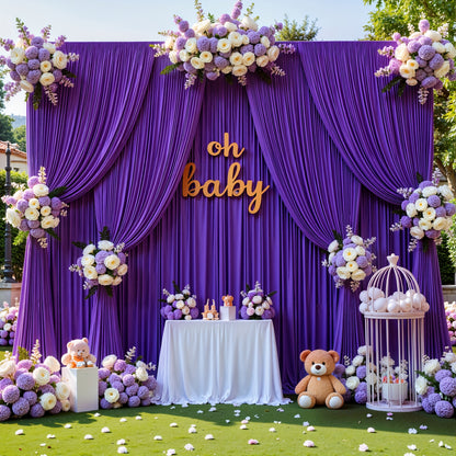 Photography Backdrop 4-Pack 5x10ft Polyester Spandex Background Cloth | Wrinkle-Resistant, Soft & Smooth with Pole Pockets | Wedding, Birthday, Banquet, Party & Event Decoration Curtains