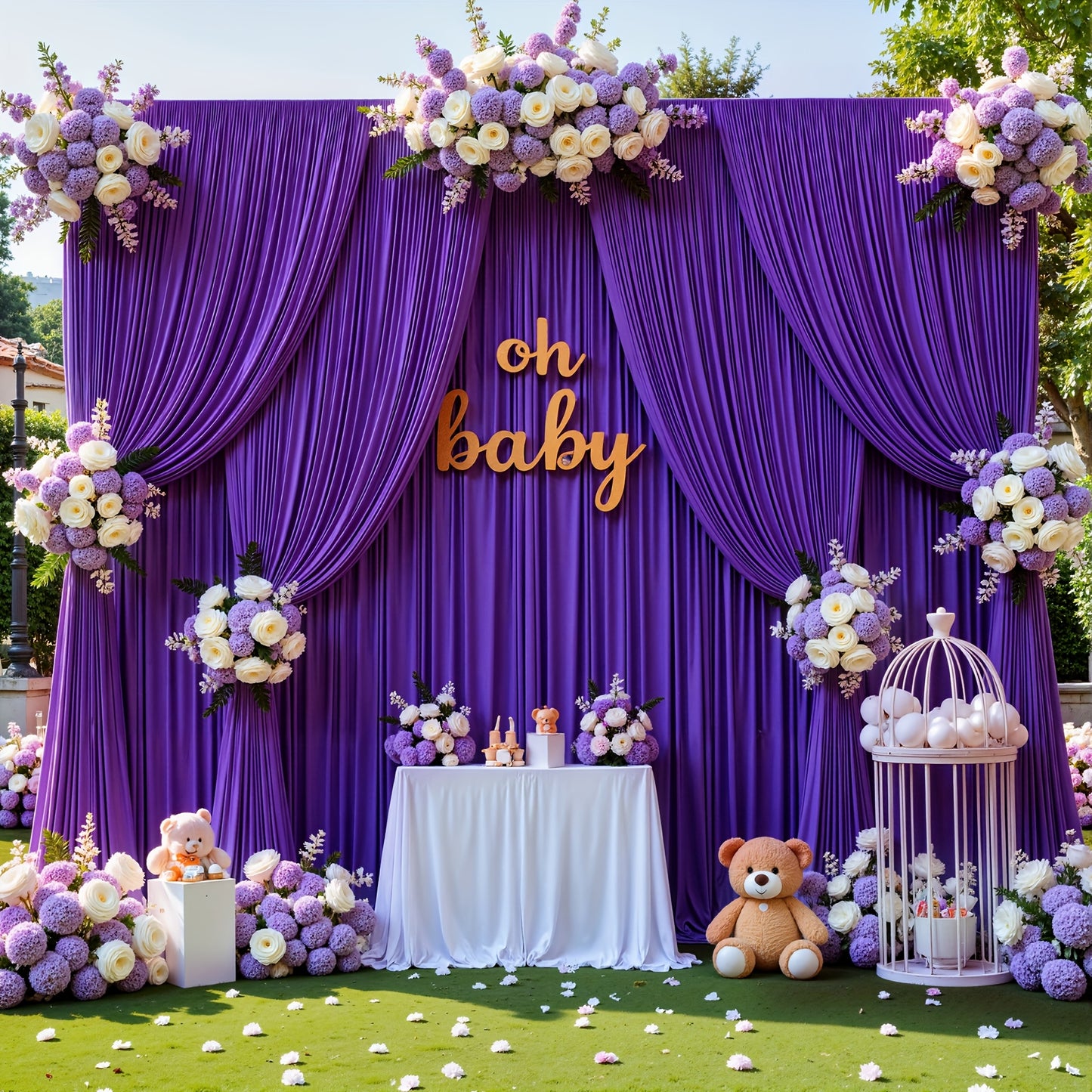2-Pack 10x10ft Spandex Photography Backdrop Curtains - Wrinkle-Resistant Polyester Background Cloth with Pole Pockets for Weddings, Birthdays, Banquets & Photo Studio Events