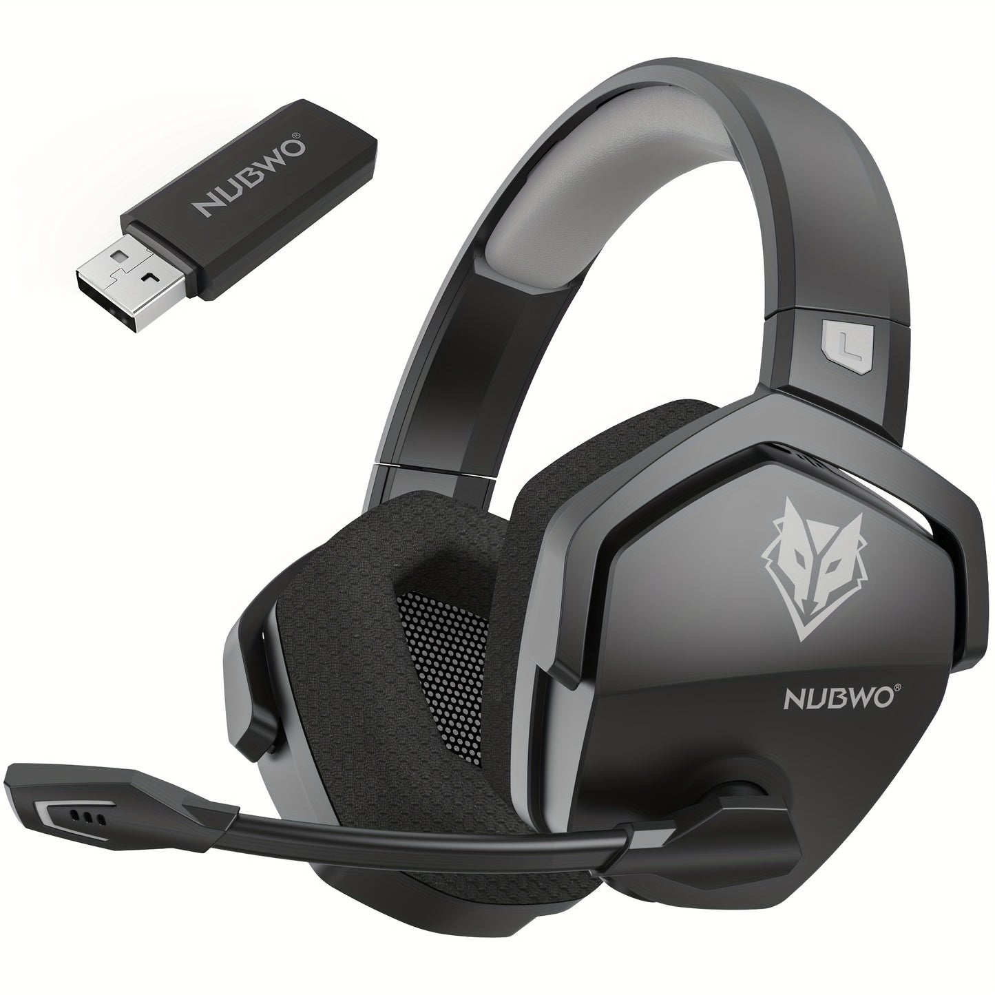2.4GHz Wireless Gaming Earphones NUBWO G06, 7.1 Surround Sound, 23ms Ultra-Low Latency, 100H Battery, Dual Directional Mic, PC PS5 Console Mobile Compatible, Bluetooth & Wired Modes, Black