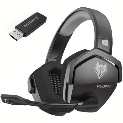2.4GHz Wireless Gaming Earphones NUBWO G06, 7.1 Surround Sound, 23ms Ultra-Low Latency, 100H Battery, Dual Directional Mic, PC PS5 Console Mobile Compatible, Bluetooth & Wired Modes, Black