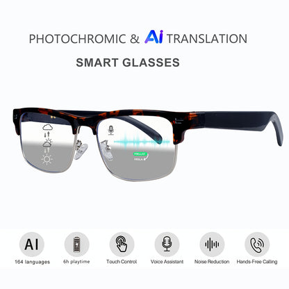 ChatGPT AI Translation Glasses with 160-Language Real-Time Translation, Photochromic Lenses, HiFi Audio & HD Calls – 19 Frame Styles, Unisex Smart Eyewear for Travel & Business