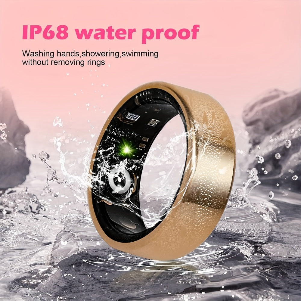 Smart Health Tracker Ring – Sleep Monitor, Steps Calories Body Temp Blood Pressure HRV Menstrual Cycle Tracking, iOS Android App, Sizes 7-13 | Rose Gold Black Silver